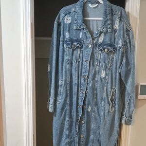 Highway Jeans Distressed Denim Trench Coat